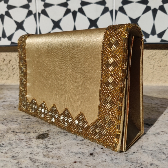 Vintage Gold Beaded Clutch Purse - Picture 3 of 5